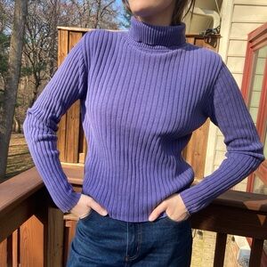 Vintage Pierre Cardin Purple Ribbed Turtleneck - M